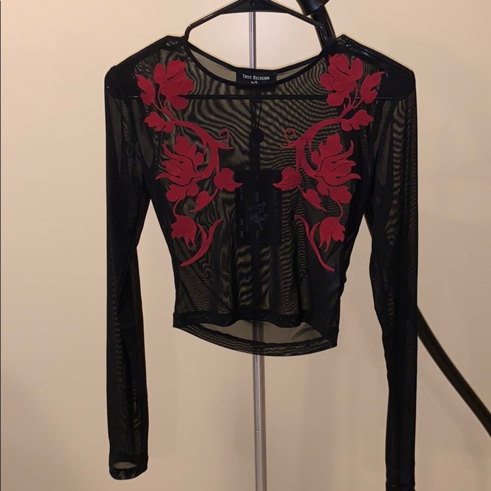 NWT True Religion sheer long sleeve top